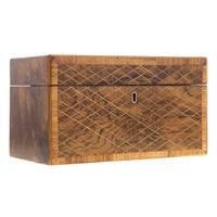 George IV inlaid burl walnut tea caddy