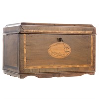 George III inlaid pecan wood tea caddy