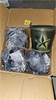 Box of 5 metal craft buckets with star