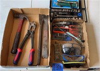 Crow bars, hammer, bolt cutter, hand tools,