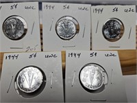 5-1944 5 CENT COINS UNC