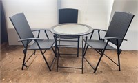 Foldable Round Table with 3 Matching Chairs
