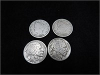 FOUR NICKELS - 1910 & 1911 LIBERTY HEADS - 1936 &
