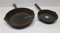2 SMALL CAST IRON FRYING PANS