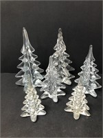 6 Assorted glass trees