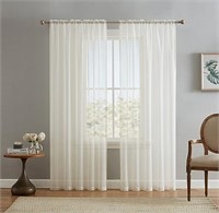 HLC.ME Ivory Sheer Voile Window Treatment Rod