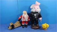 3 Animated Toys & 1 Vintage Plush Santa