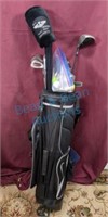 Golf clubs bag and balls