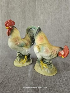 Chalkware Vintage Chicken Figurines Rooster, hen