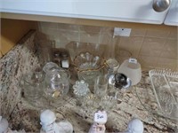 Clear glass lot incl vases, bowls, candle holders