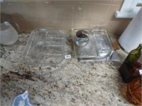 Clear glass lot, lg platter, divided tray, and