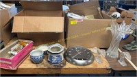 Pottery, Candlestick Holders, Vases, Clock, Misc.