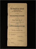 1931 Pennsylvania Railroad Indianapolis Time Table