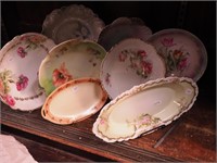 Eight vintage decorated china serving bowls