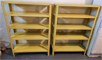Pair of Yellow Metal Storage Shelves
