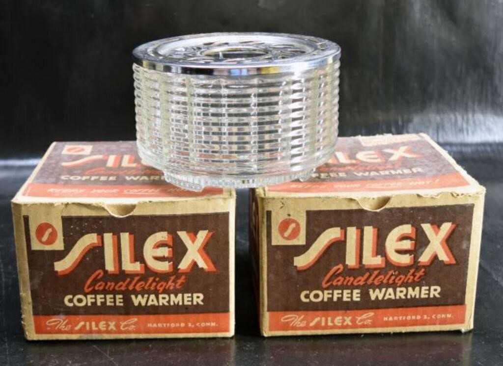 Three Silex Art Deco Coffee Warmers