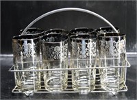 Mid-century Vitreon Silver Glasses And Caddy (8)