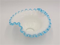 Fenton Style Aqua Candy Dish- Blue/ White