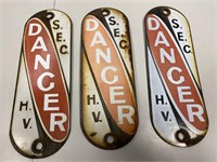 3 x Enamel SEC Danger Signs