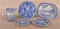 Five Pieces of Staffordshire Blue Transfer China.