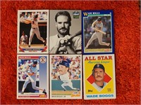 Lot of 6 Wade Boggs Baseball Cards