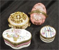 Four various decorative pill boxes