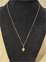 SMALL HEART PENDANT ON VERY FINE NECKLACE MARKED