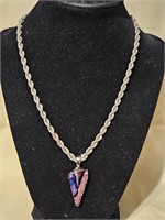 NECKLACE MARKED .925 WITH COLORFUL PENDANT