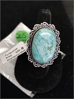 German Silver Turquoise Ring Sz 8