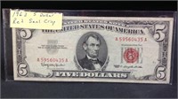 1963 five dollar red seal note crisp