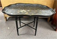 Vintage Hand Painted Black Tray Table