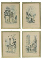 (4) FRAMED ITALIAN ARCHITECTURAL PRINTS