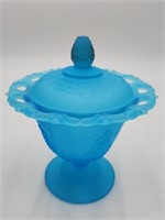 Indiana Glass Co. Satin Glass Lidded Compote