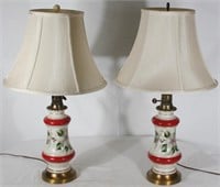 Pair Painted Table Lamps 28" tall