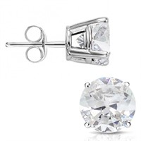 6MM Round Cut White Topaz 2CTW Stud Earrings in St