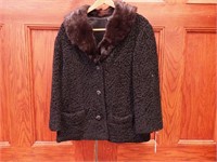 Vintage curly lamb with mink collar jacket, two