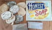 HONEST SOAP SIGN ASHTRAYS & 2 BOXES RATION TOKENS