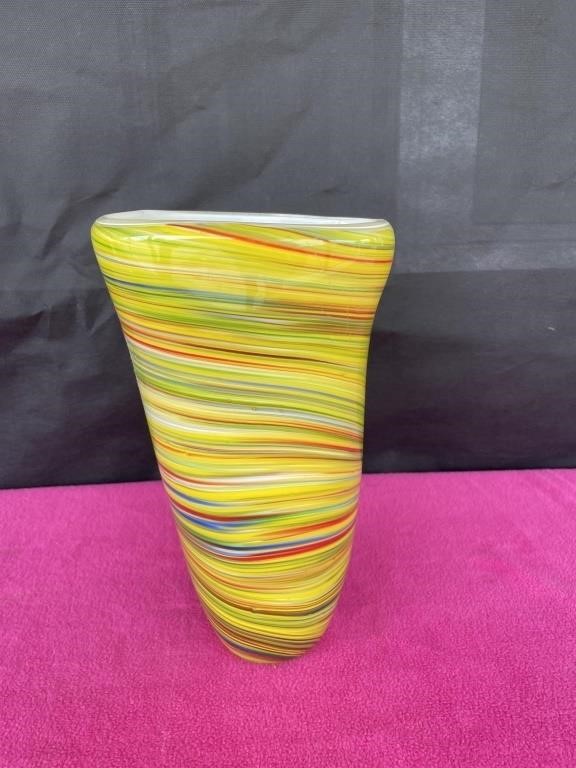MCM Murano, multi-colored swirl vase, 11"