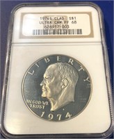 1974 S Eisenhower Dollar, Ultra Cameo PF68