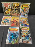 Eight vintage comic books box lot