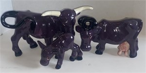 Unmarked Purple Cow Figurines, Longest 11"