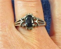 sterling silver blue stone ring - size 8
