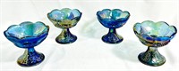 (4) INDIANA GLASS CARNIVAL GLASS CANDLE HOLDERS
