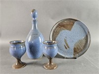MCM Decanter, Goblets, and Plate