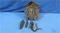 Vintage Cuckoo Clock & Weights (missing pendulum)