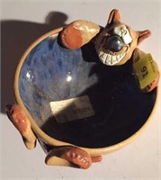 Folk art Clay bowl, 7" diameter