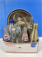 Vintage Pepsi Metal Tray & 13 Misc. Beverage