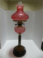 RUBY GLASS BANQUET OIL LAMP