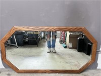 Oak Beveled Glass Wall Mirror