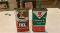 Vintage 3 In 1 & Singer Oil Cans w/ Oil